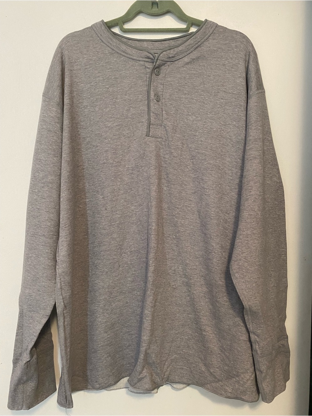 L.L. Bean Men's Two Layer River Driver Gray Long-Sleeve Henley, heavy weight
